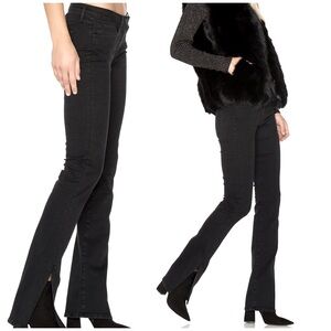 Non-faded Black Stone wash, side slit 3x1 jeans